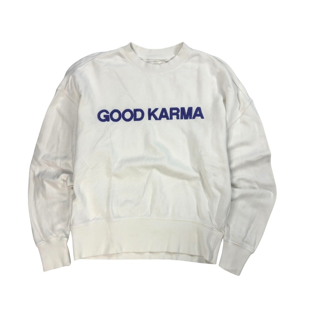 Spiritual Gangster‎ Good Karma Sweatshirt Womens Size XS White Yoga